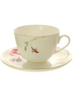 Чашка с блюдцем чайная форма Весенняя-2 рисунок Цветущий горошек ИФЗ